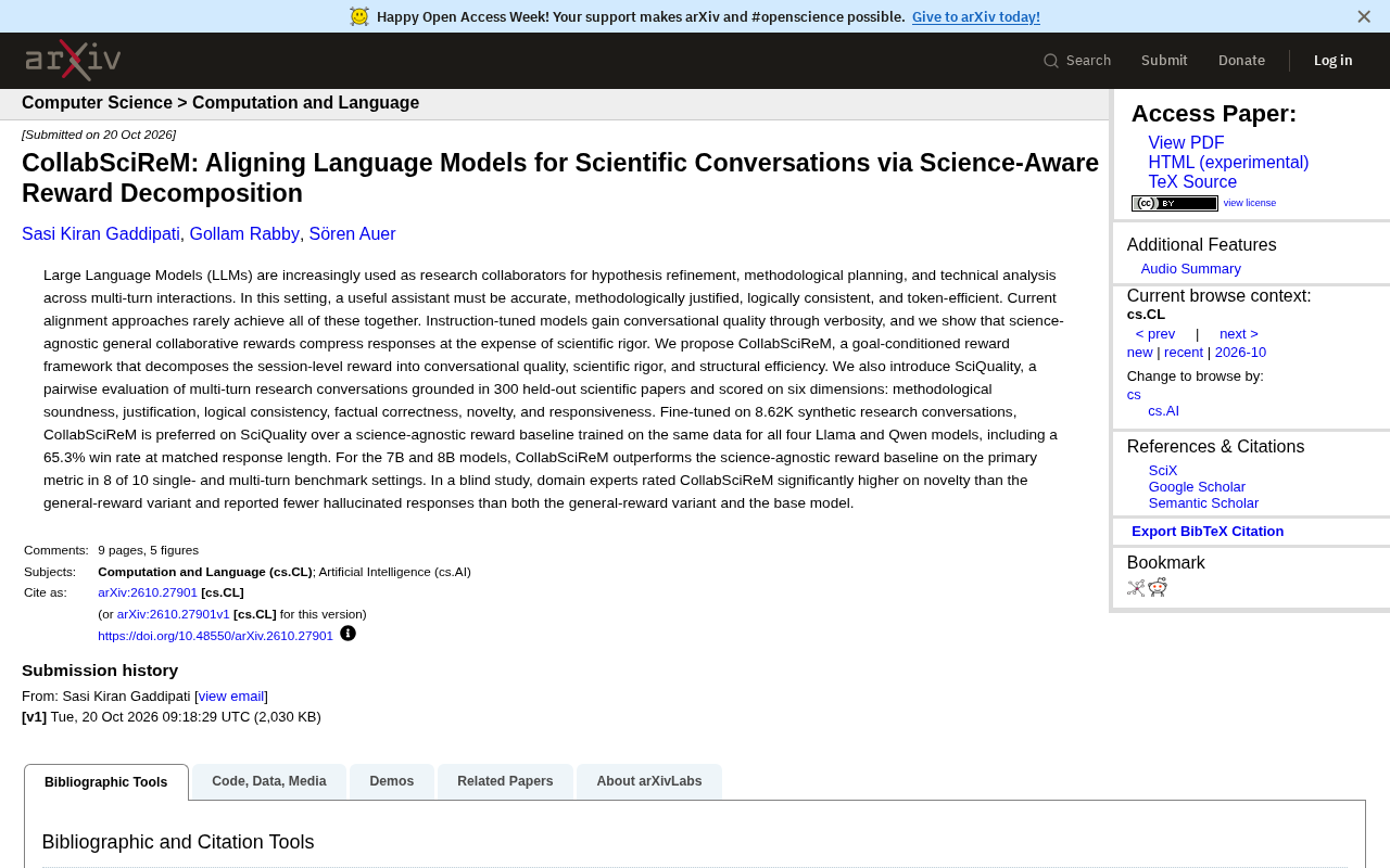 CollabSciReM:科学对话对齐新框架,分解奖励破解LLM科研协作难题