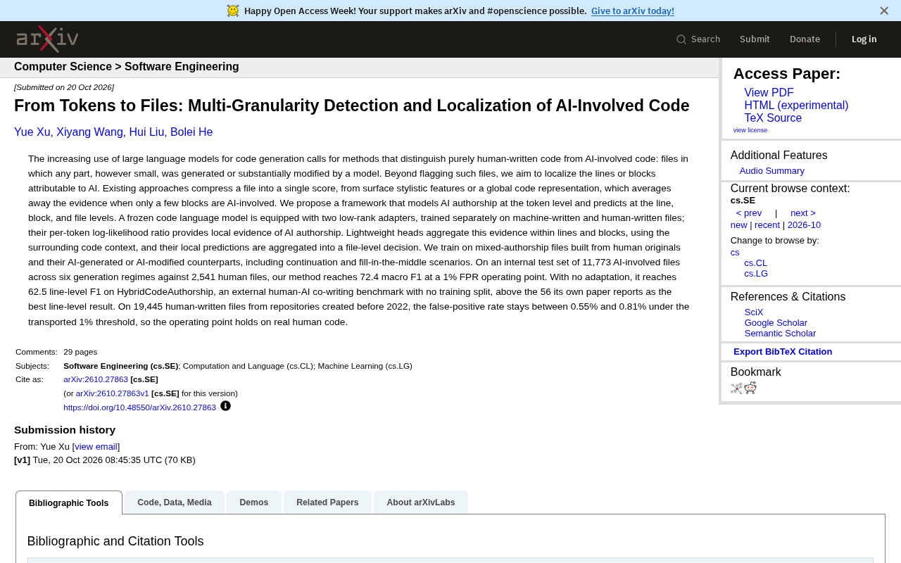 From Tokens to Files: A New Framework for Multi-Granularity Detection of AI Involvement in Code
