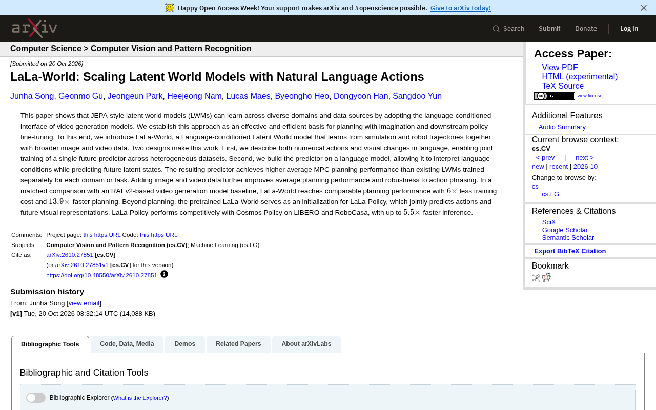 LaLa-World: Scaling Latent World Models with Natural Language Actions