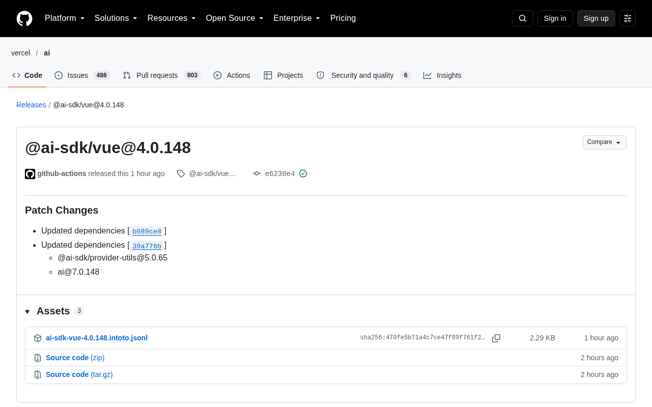 AI SDK Vue 4.0.148 Patch Release: Dependency Updates and Version Alignment