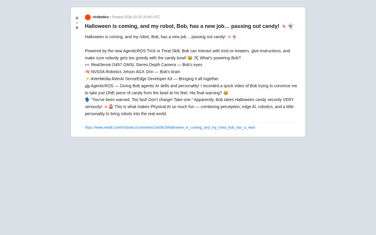 万圣节机器人Bob上岗发糖:边缘AI与AgenticROS实战