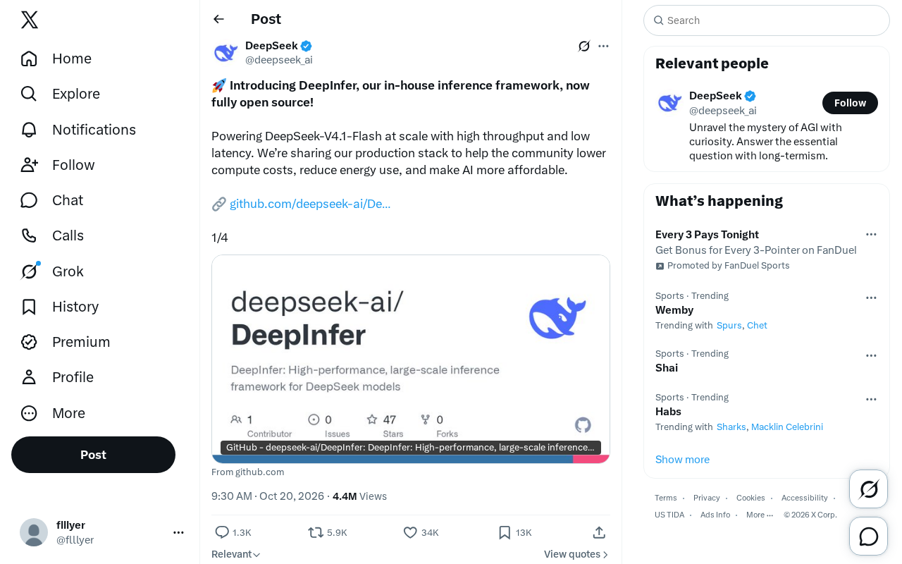 DeepSeek 开源自研推理框架 DeepInfer,支撑 V4.1-Flash 大规模部署
