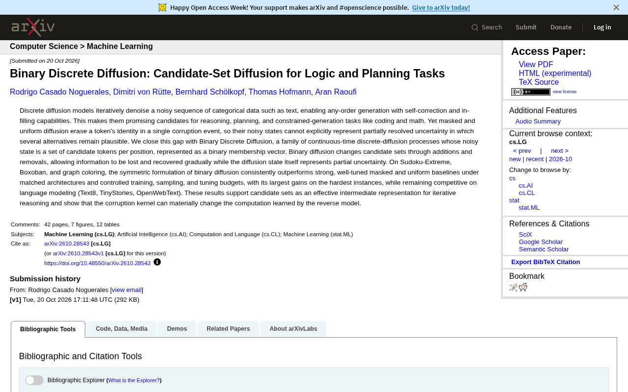Screenshot of the Binary Discrete Diffusion paper title