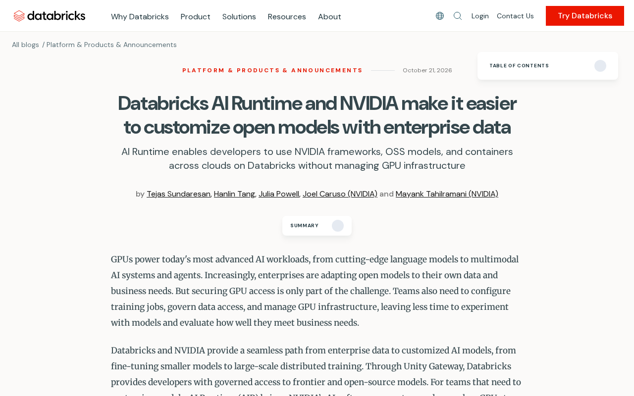 Databricks AI Runtime 与 NVIDIA 合作公告