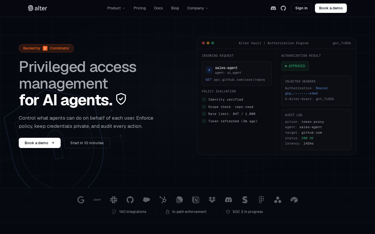 Alter Secures YC Investment: Building Access Control for Multi-User AI Agents