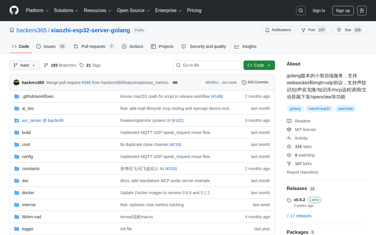 Xiaozhi ESP32 Backend Rewritten in Go: Building a High-Concurrency AI Voice Interaction Service