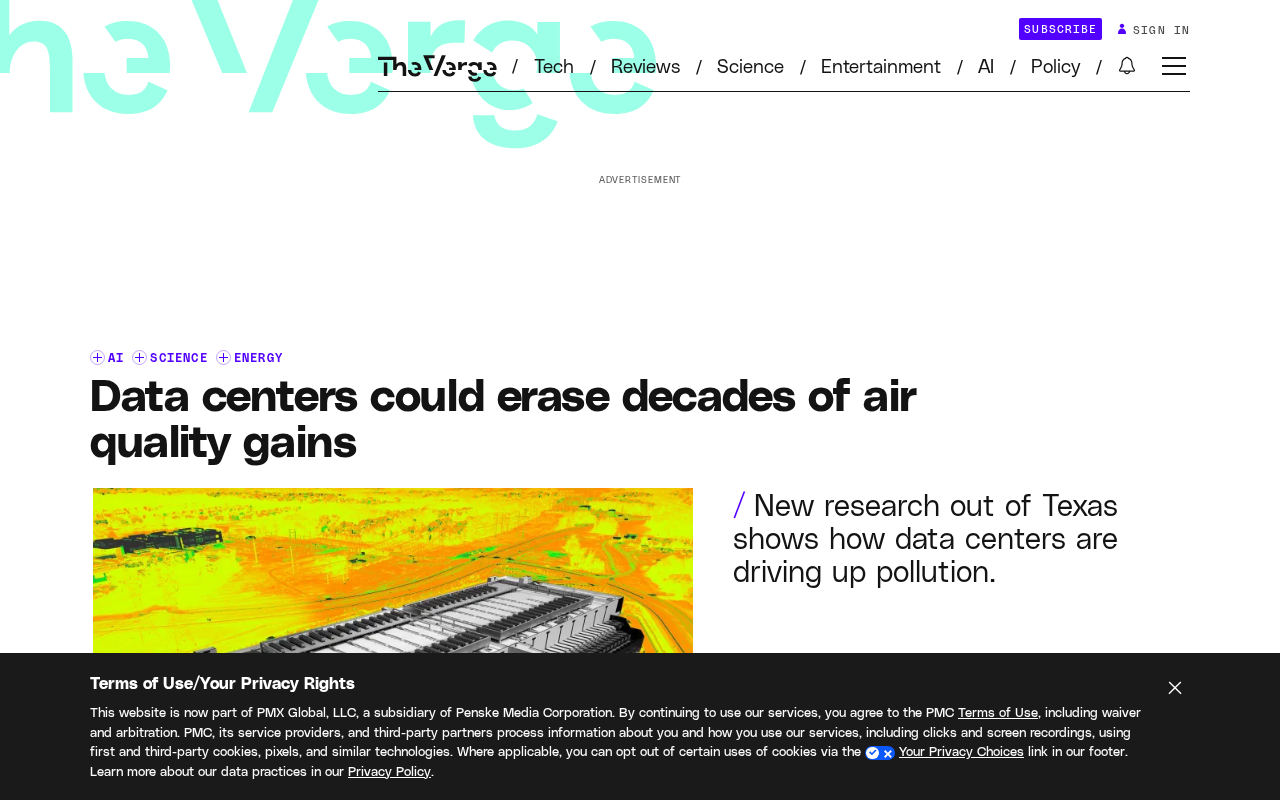 Surge in AI Data Centers Could Reverse Decades of Air Quality Progress