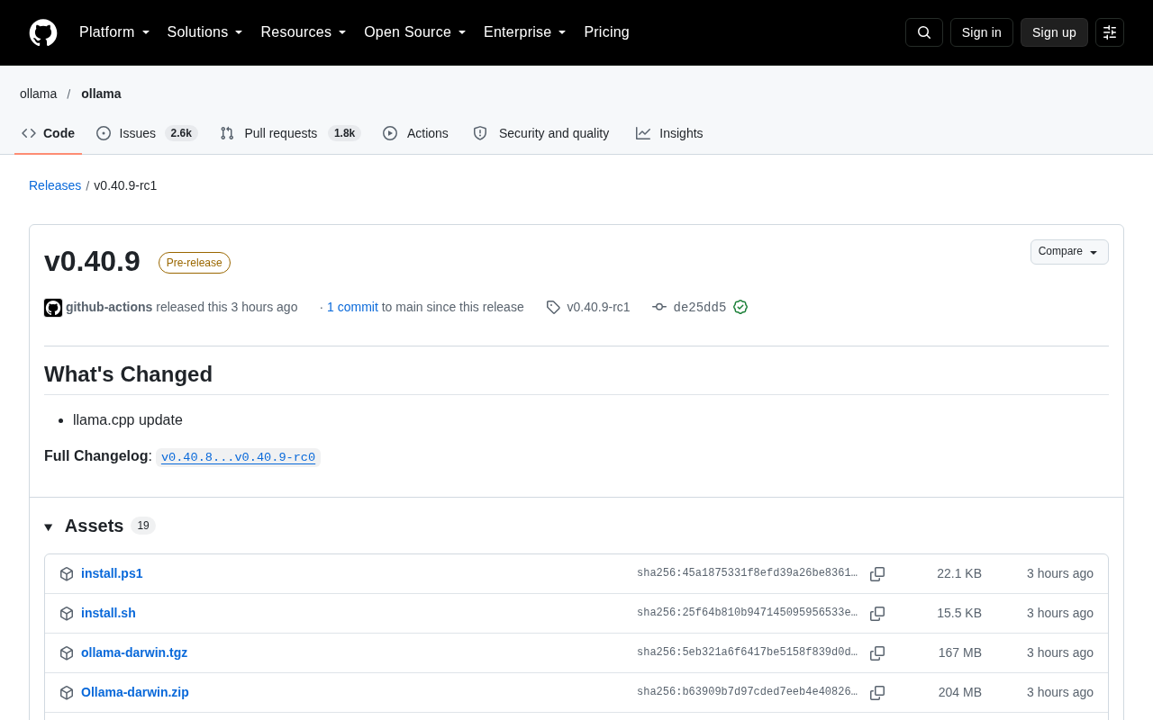 Ollama v0.40.9-rc1 发布:llama.cpp 底层升级释放哪些信号?