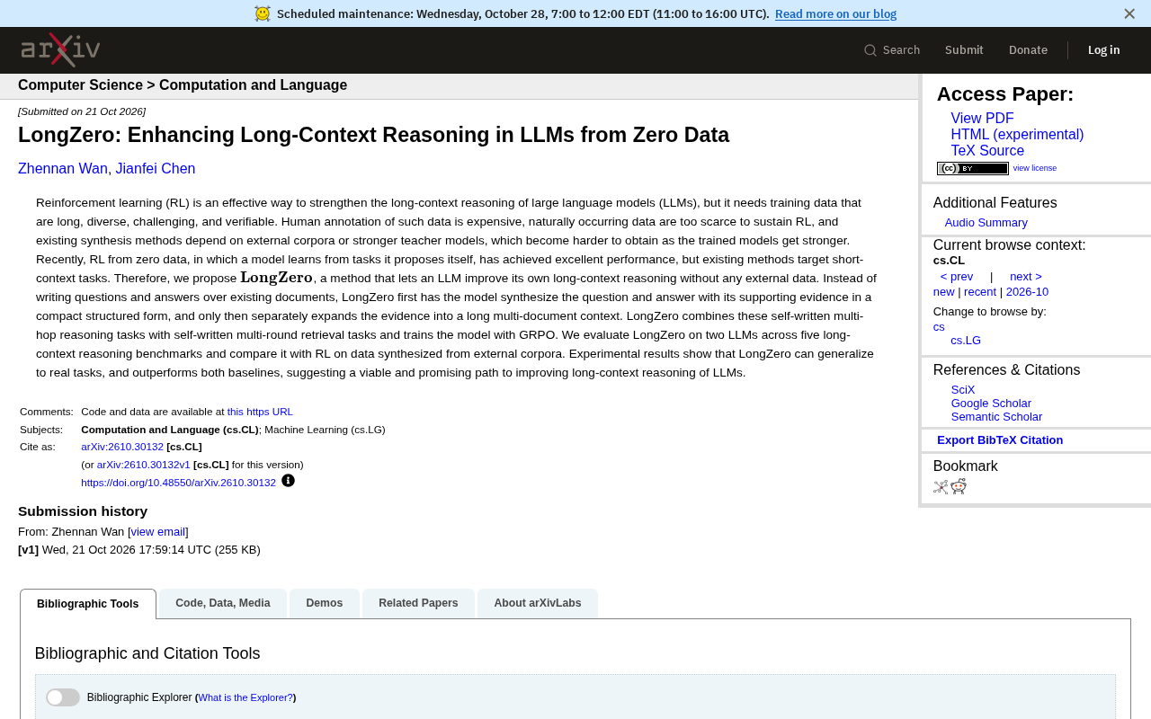 LongZero: Zero-Data Reinforcement Learning Boosts LLM Long-Context Reasoning