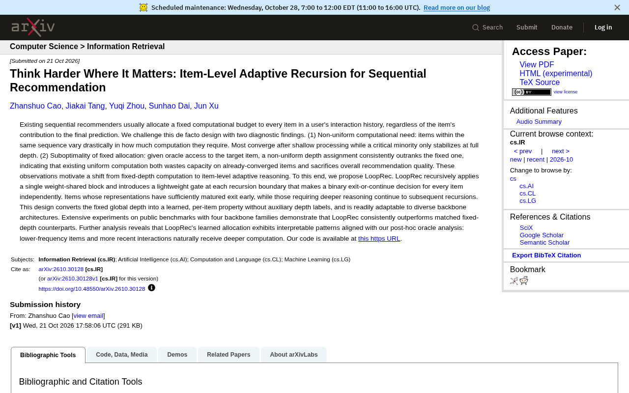 LoopRec: On-Demand Compute Allocation for Sequential Recommendation, Moving Beyond Fixed Depth