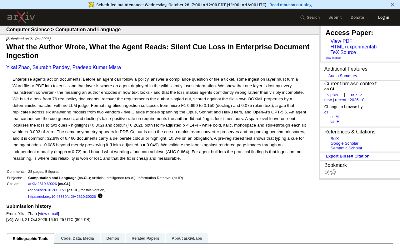 企业文档摄取中的沉默线索丢失:Agent为何自信犯错