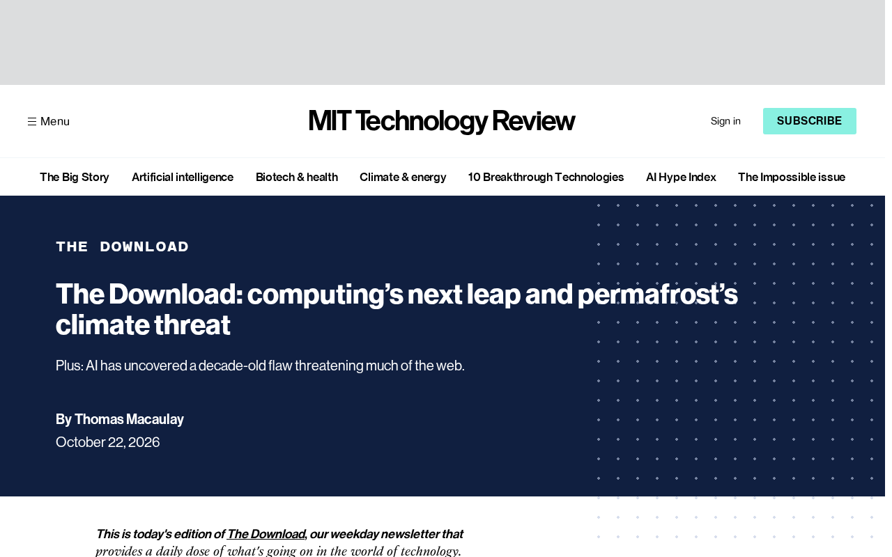 Screenshot of The Download original article