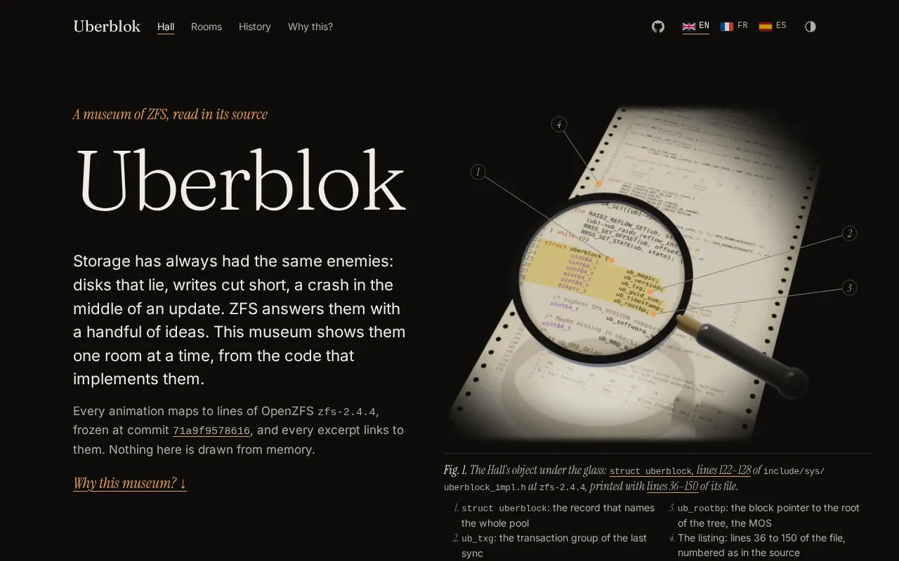 Uberblok: Exploring ZFS Internals as an Interactive Museum