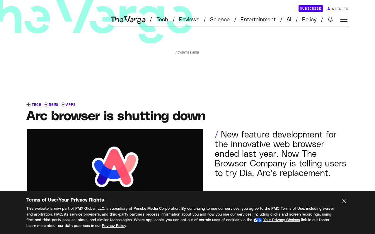 Arc Browser Officially Sunsets: Service Ends December 22, AI Browser Dia Takes Over