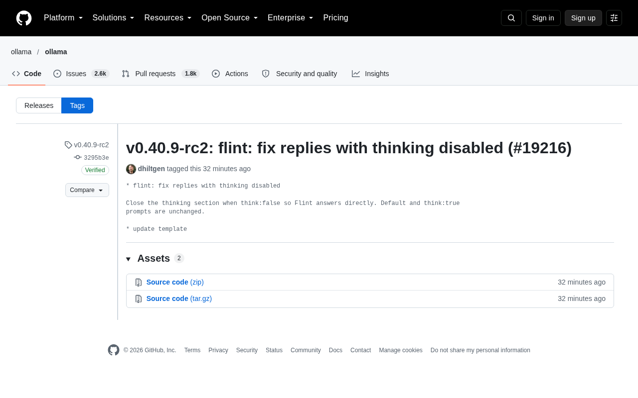 Ollama v0.40.9-rc2 Fix: Flint Reply Issue When Thinking Mode Is Disabled