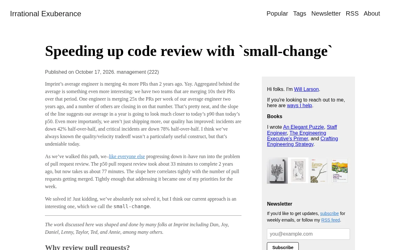 small-change: A Practice That Speeds Up Code Review