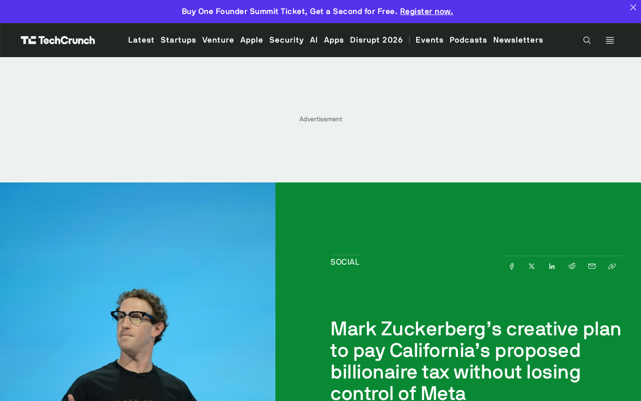 Zuckerberg May Use New Stock Class to Pay California Wealth Tax