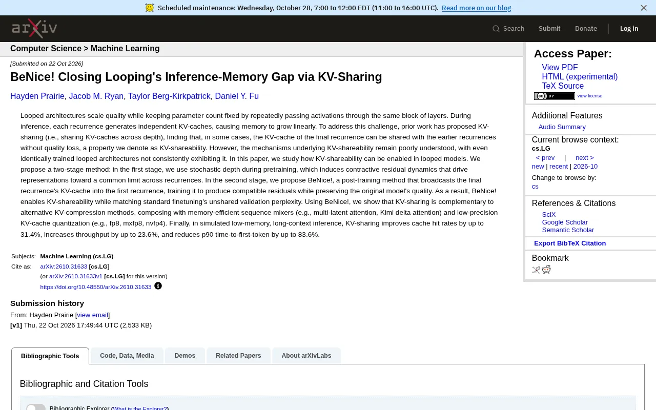 BeNice! 用KV共享为循环架构省下推理内存