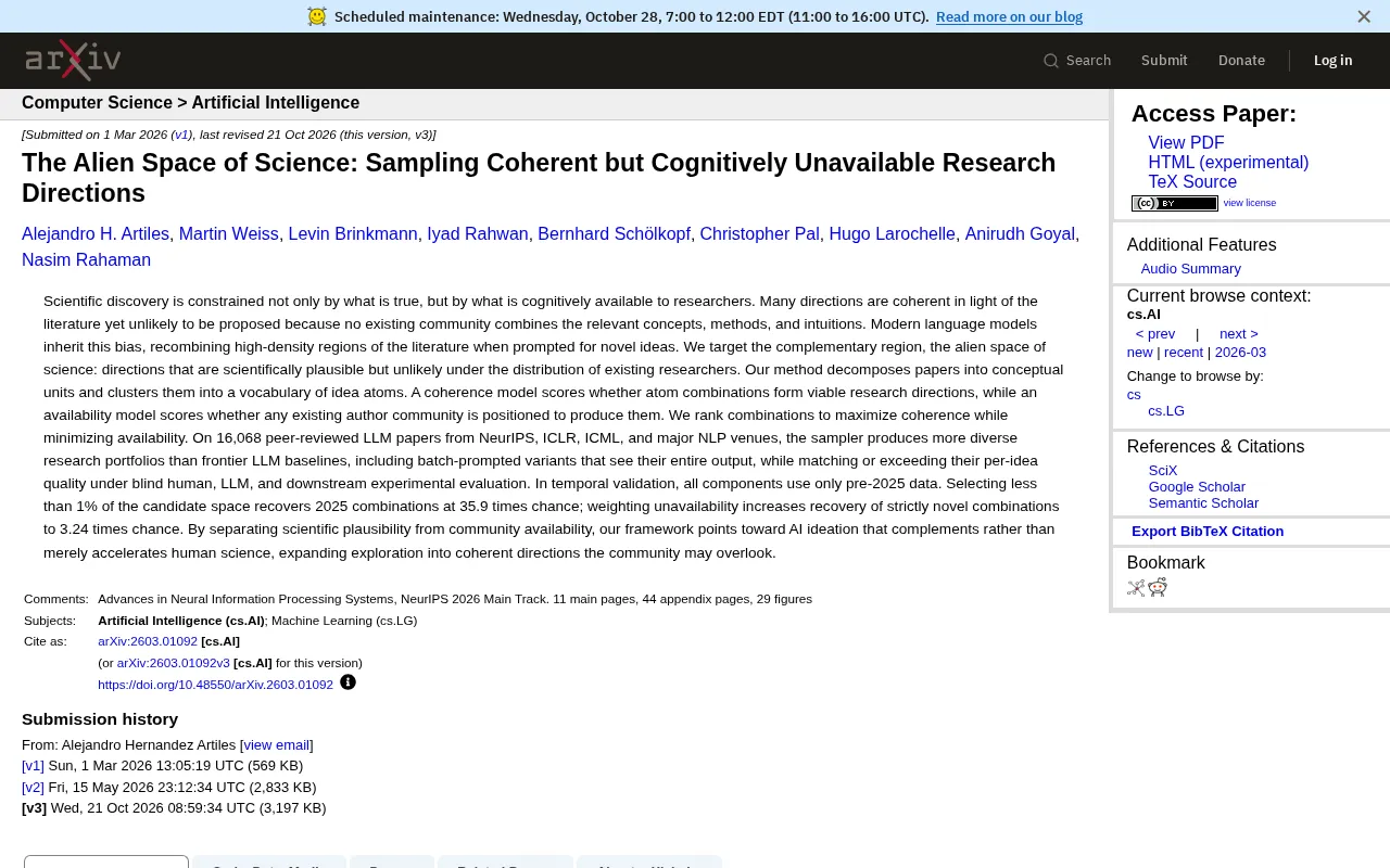 The Alien Space of Science: Coherent Yet Cognitively Unavailable Directions