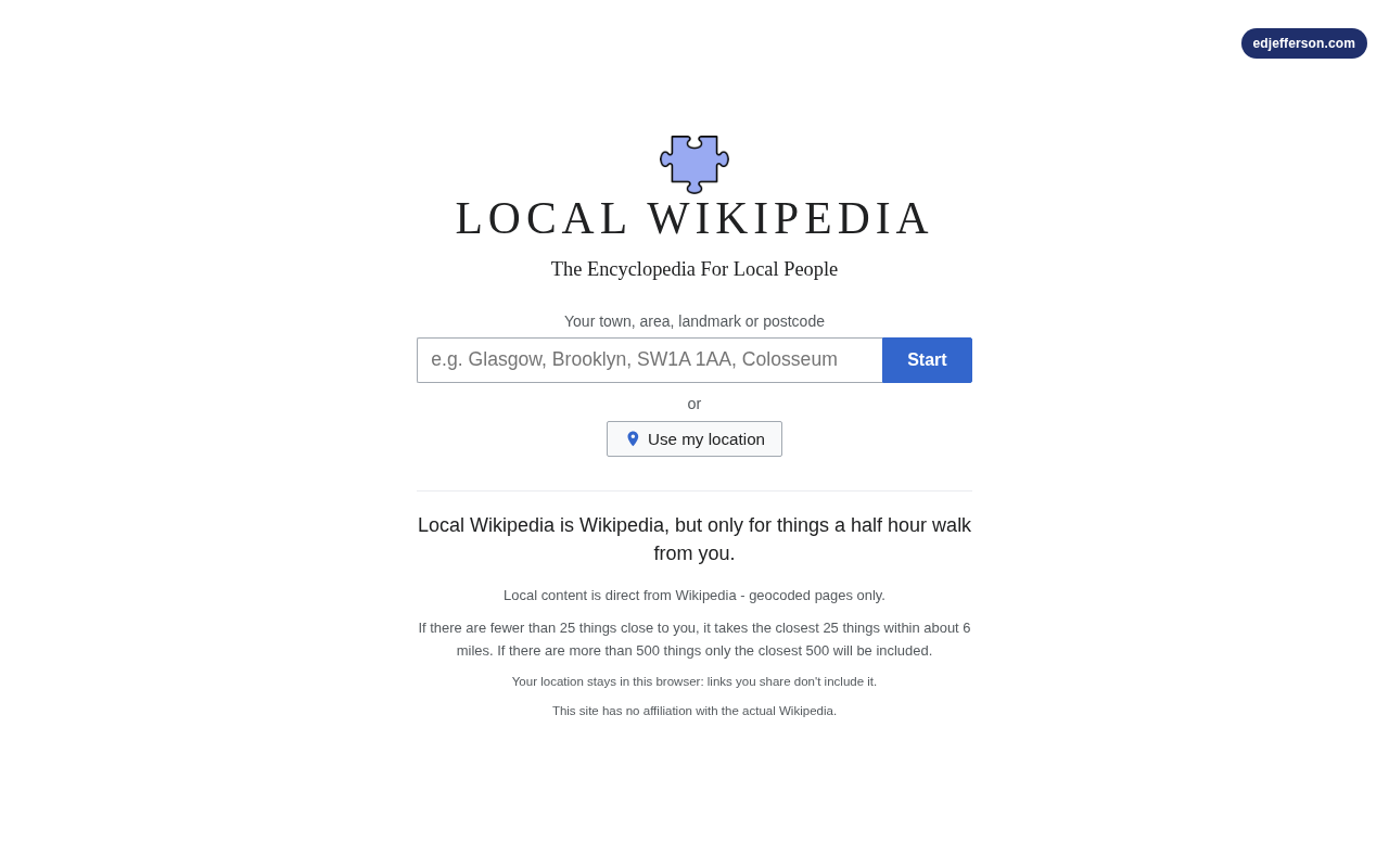 Local Wikipedia: Only Featuring Things Within a Half-Hour Walk