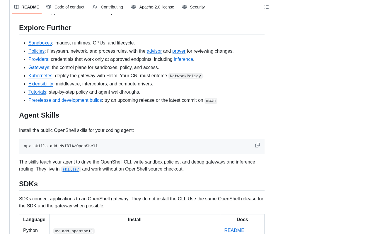 github source: NVIDIA/OpenShell: OpenShell is the safe, private runtime for autonomous AI agents.
