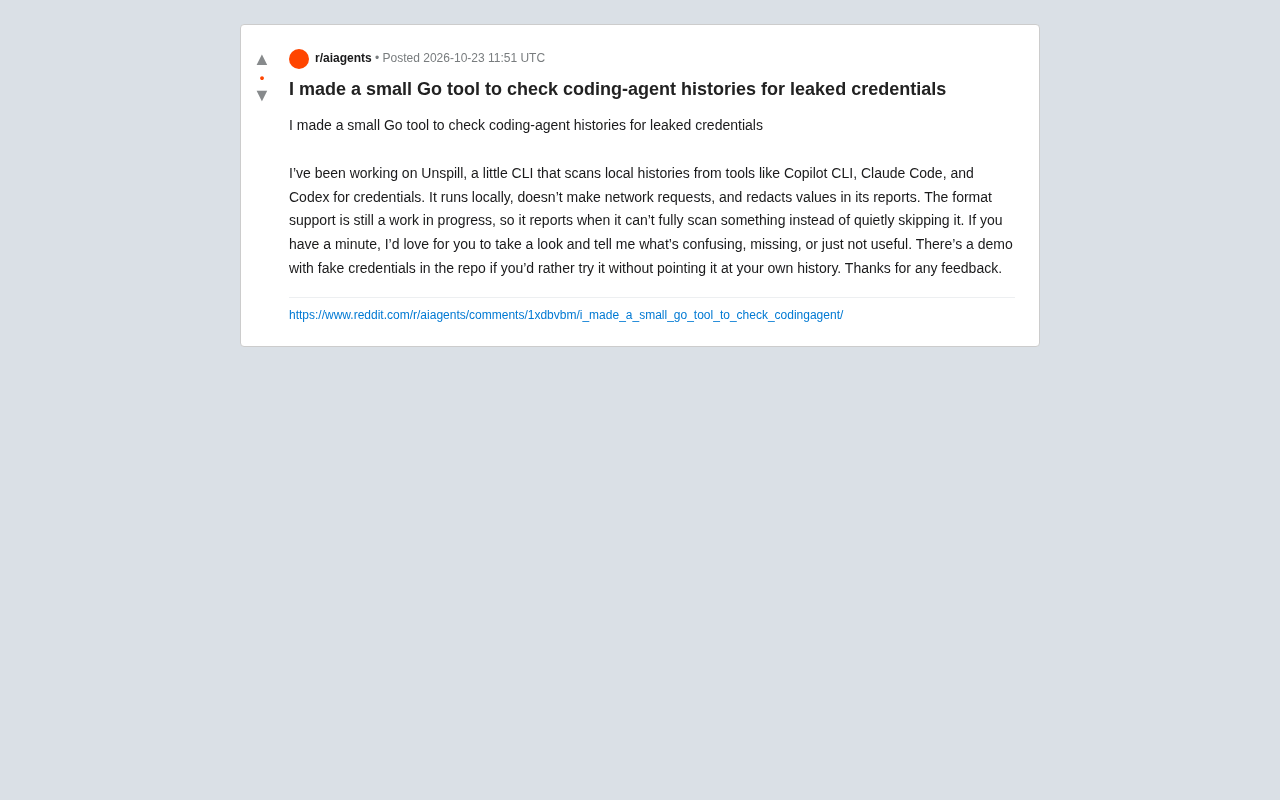 Go工具Unspill:扫描AI编程助手历史记录中的凭证泄露