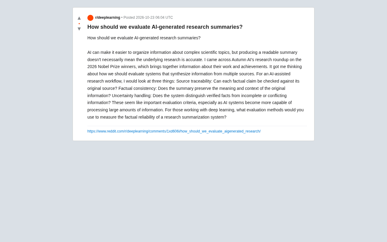How to Evaluate AI-Generated Research Summaries: Three Key Dimensions