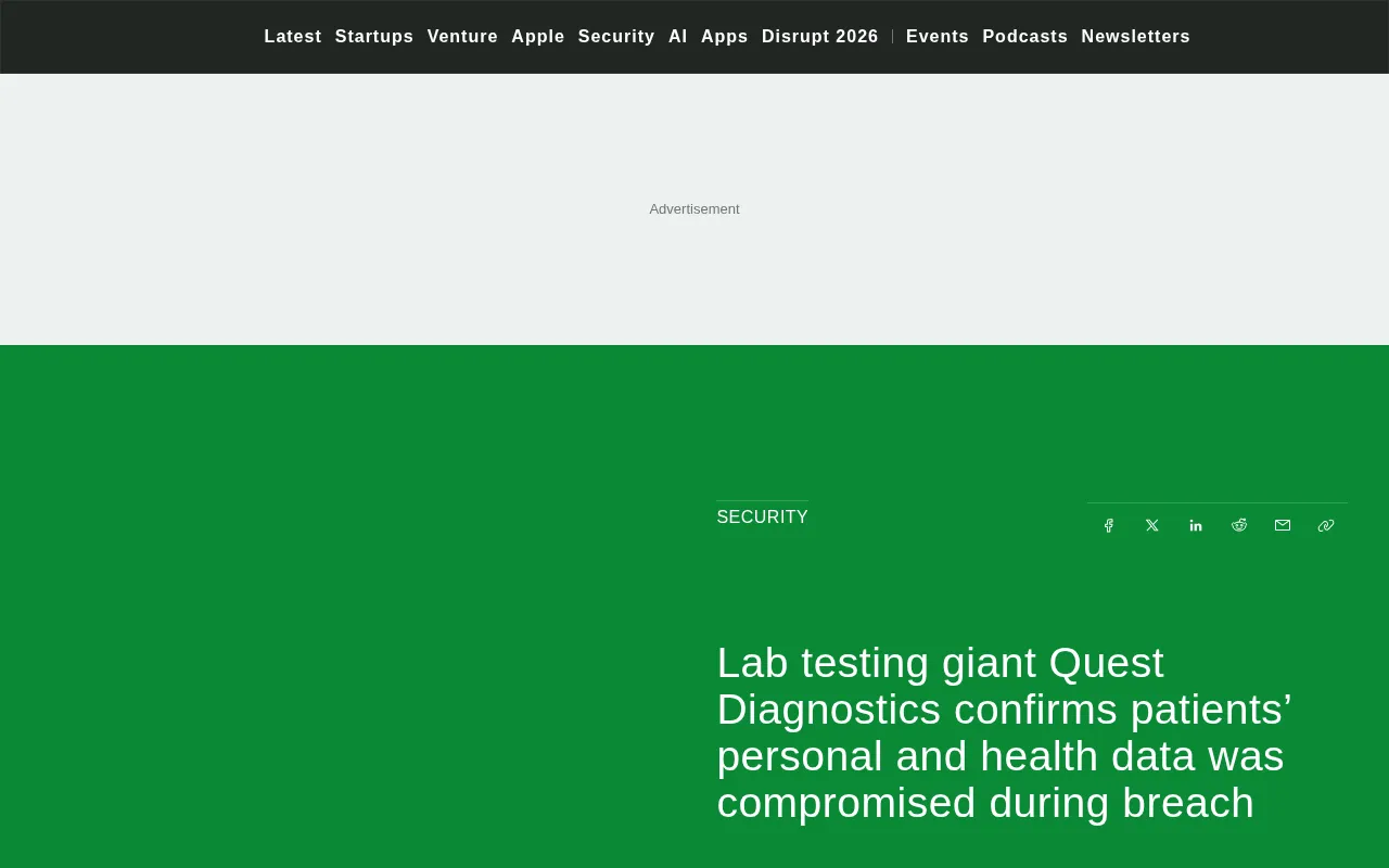 Quest Diagnostics Data Breach: Patient Personal and Health Information Stolen