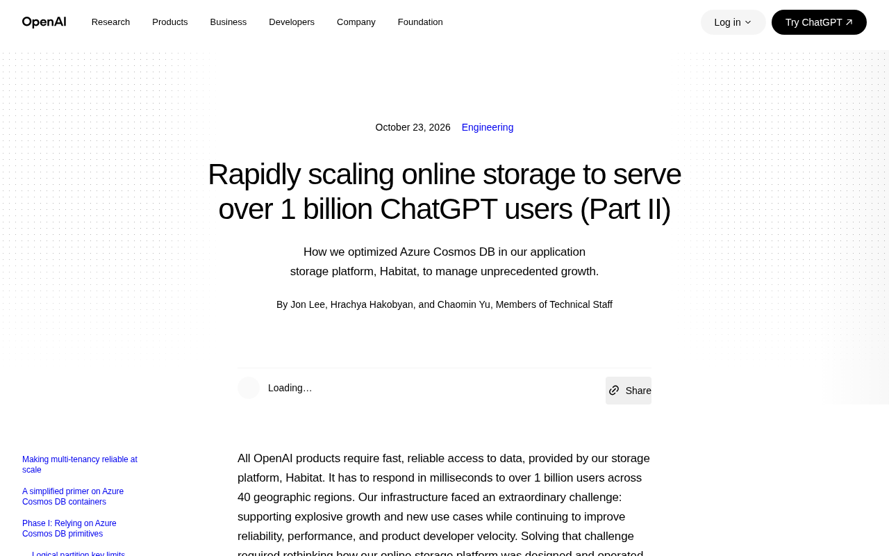 How OpenAI Supports Online Storage Scaling for 1 Billion ChatGPT Users