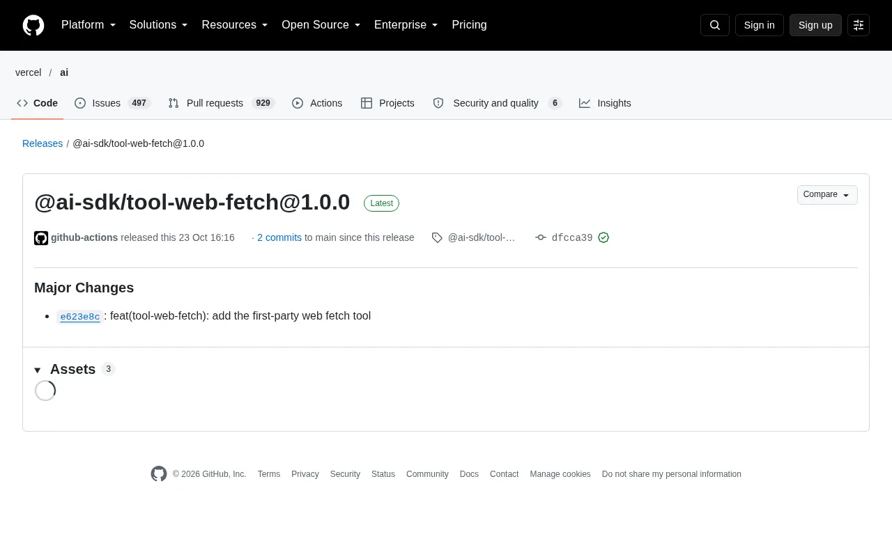 Vercel发布@ai-sdk/tool-web-fetch:AI应用网页抓取工具落地