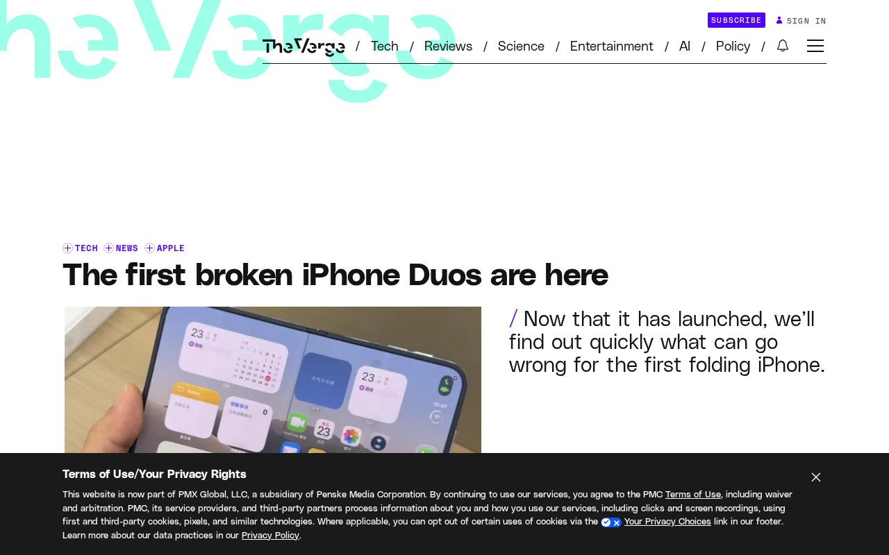 iPhone Duo首发即翻车:折叠屏 hinge 附近开裂问题曝光