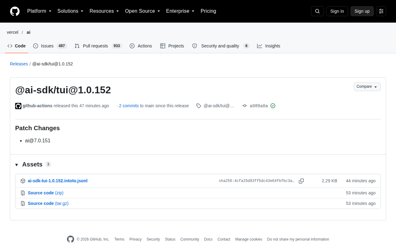 AI SDK TUI 1.0.152 Patch Released: Terminal AI Development Tools Iterate Again