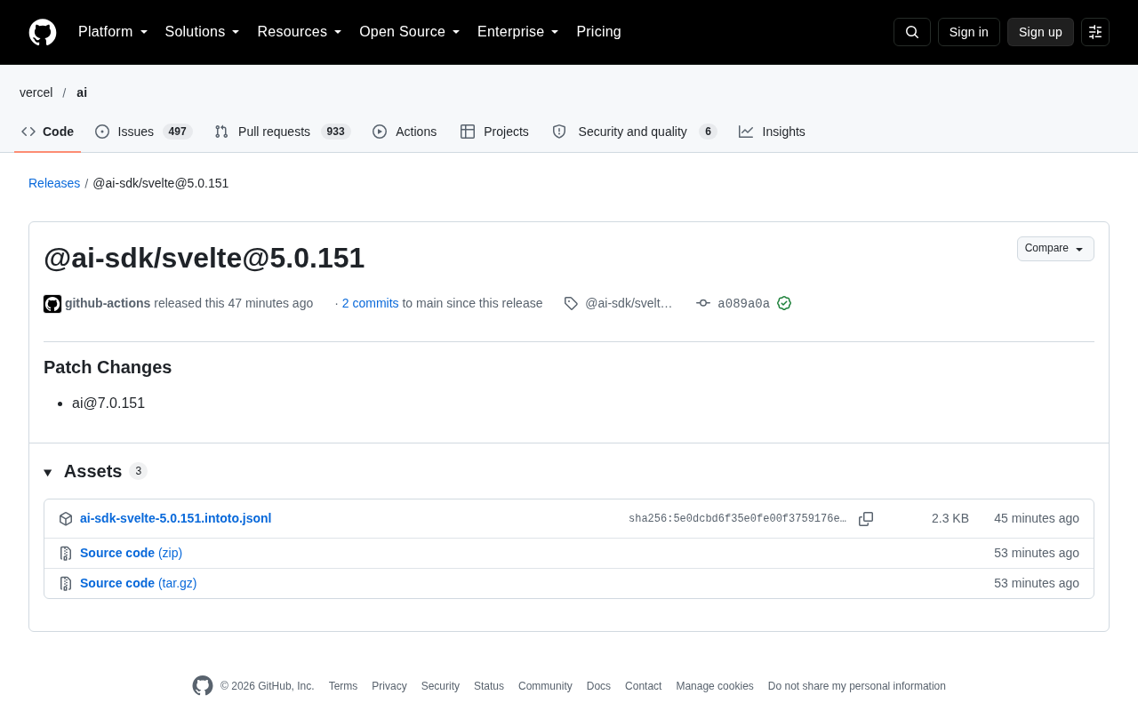 AI SDK Svelte 5.0.151 发布:小版本更新背后的 AI 工具链演进