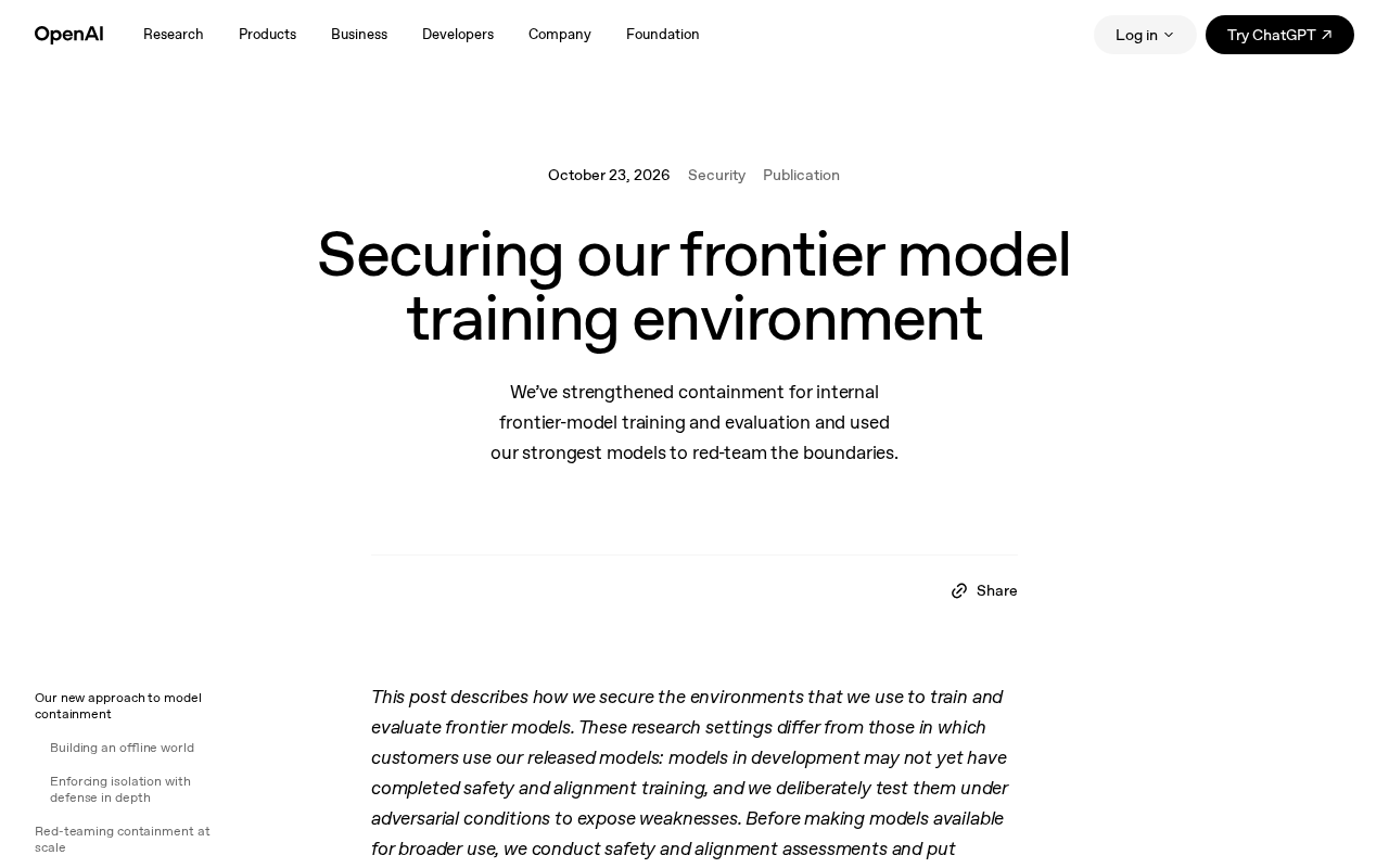 How OpenAI Hardens the Security Perimeter of Frontier Model Training Environments