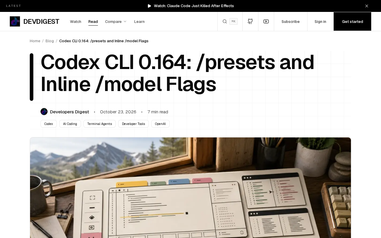 Codex CLI 0.164:预设槽与内联模型参数解析