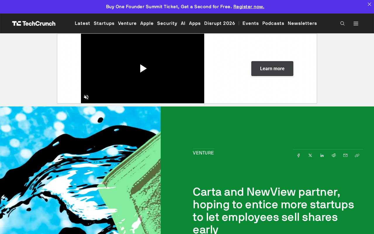 Carta and NewView Partner to Let Startup Employees Cash Out Equity Early