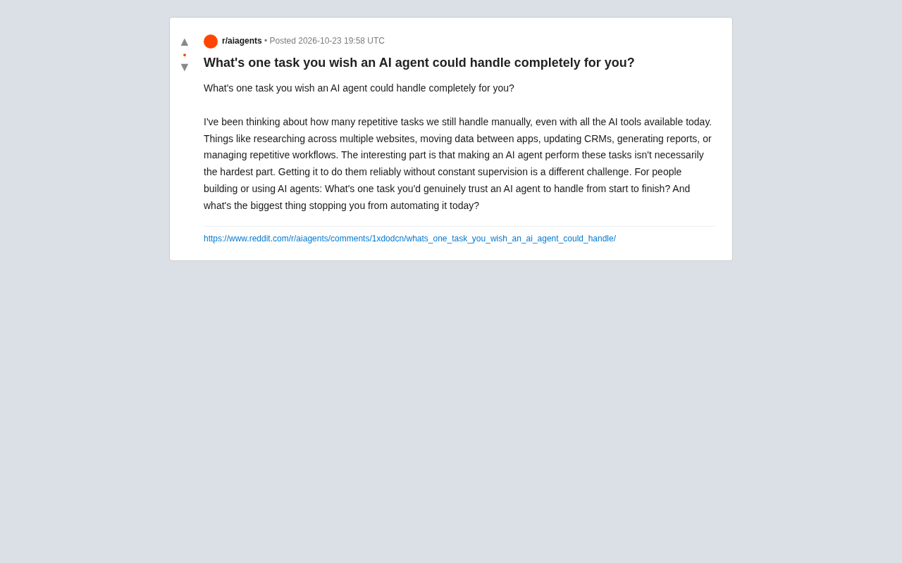 AI智能体最该接管的任务是什么?Reddit热议