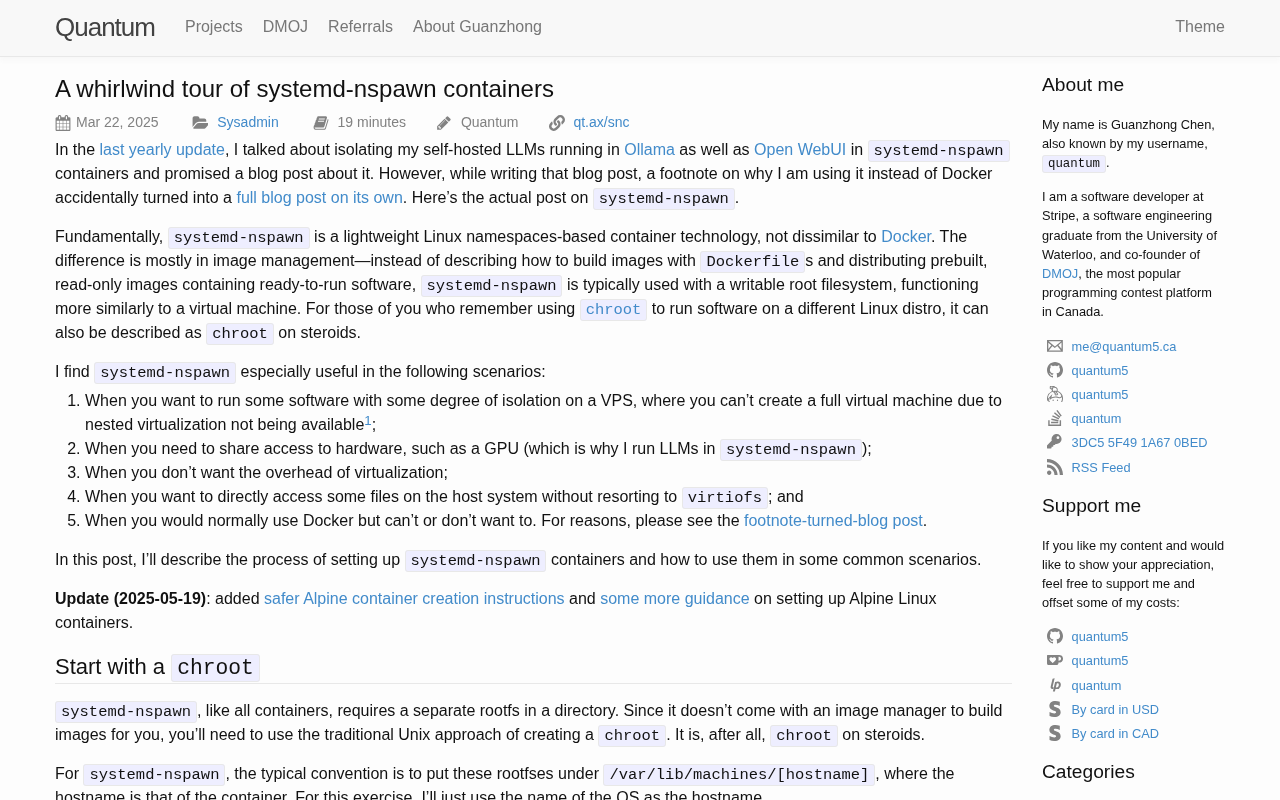 systemd-nspawn Containers at a Glance: A Lightweight Linux Container Solution
