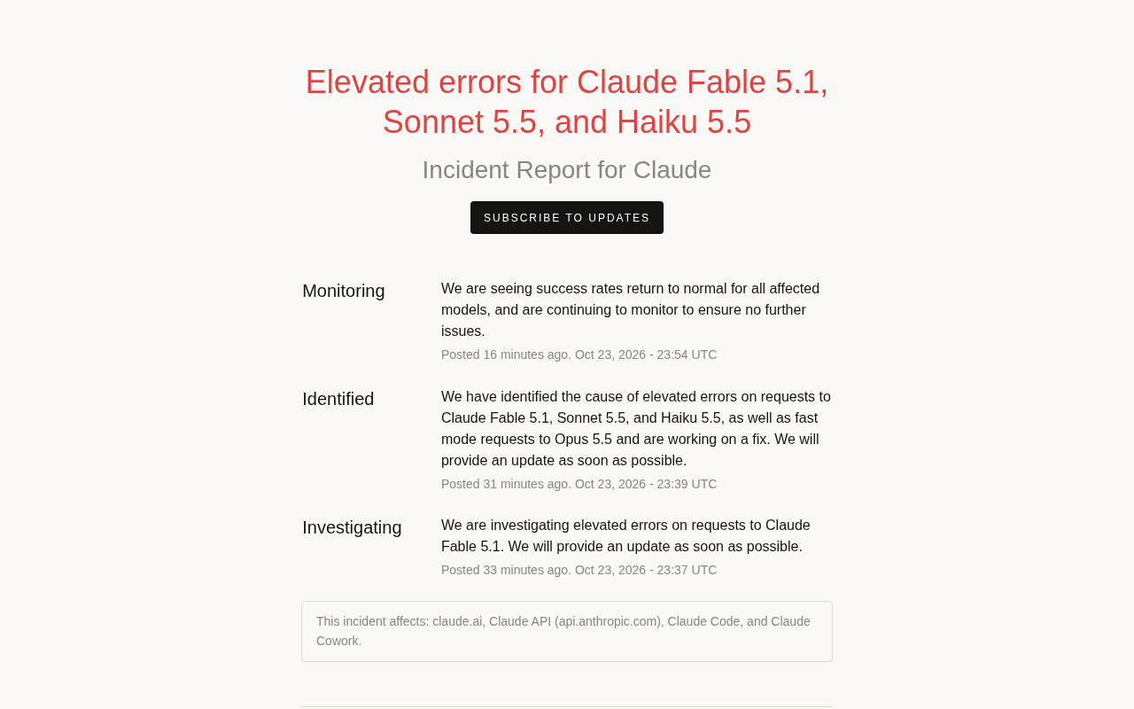 Claude 多个模型报错:Fable 5.1、Sonnet 5.5、Haiku 5.5 故障复盘