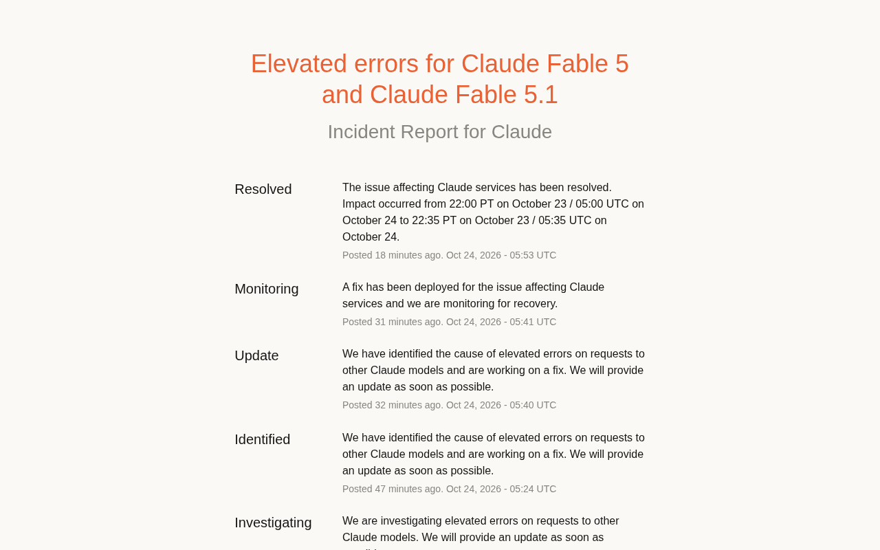 Claude Fable 5/5.1 Outage: A 30-Minute Postmortem