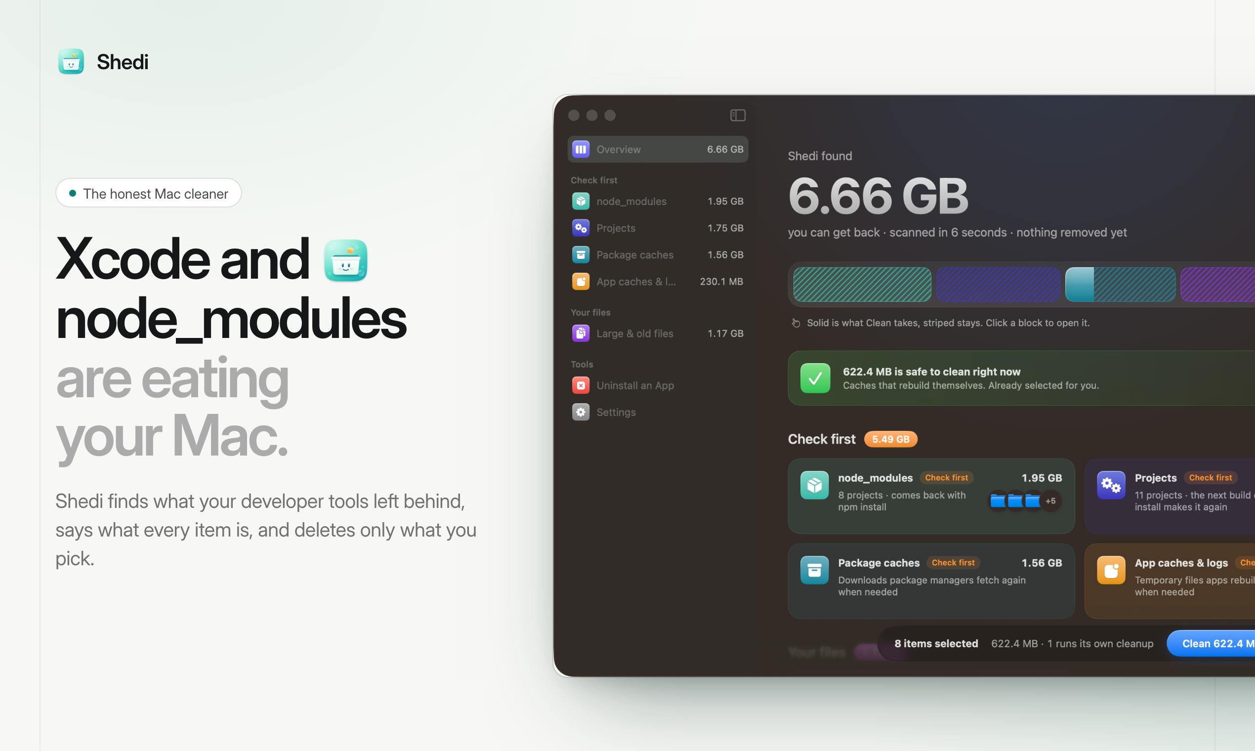 Shedi: One-Click Cleanup of Mac Space Used by Xcode, Docker, and node_modules