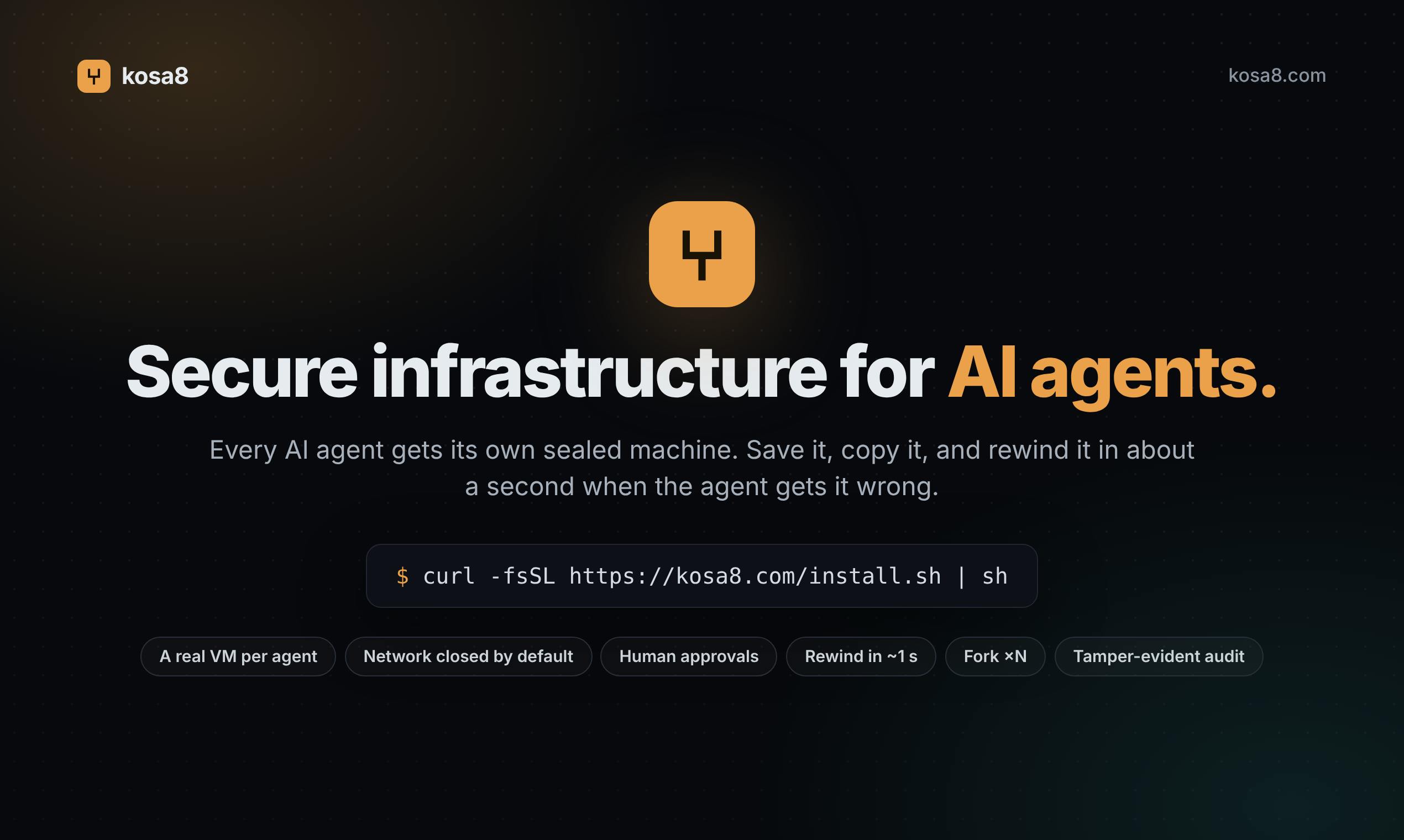 kosa8: A Reversible Secure Sandbox for AI Agents