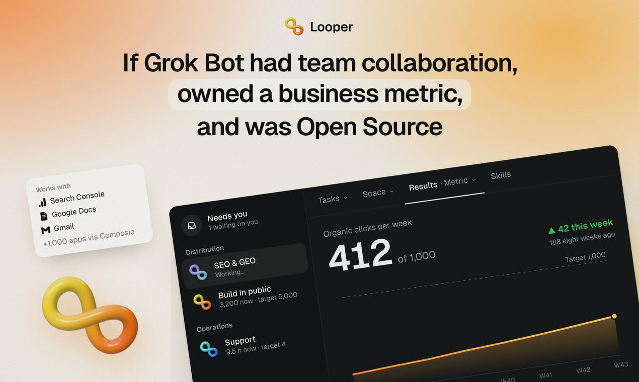 Looper:开源AI员工,用ChatGPT/Grok驱动业务指标