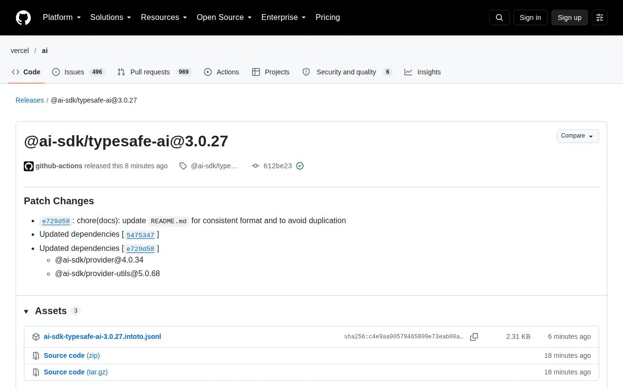 typesafe-ai 3.0.27 发布:文档格式统一与依赖更新