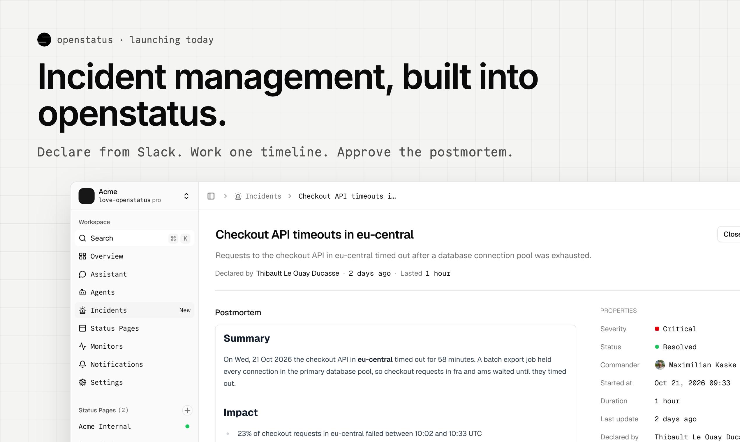 Openstatus: A Lightweight Open-Source Incident Management Tool for Small Teams