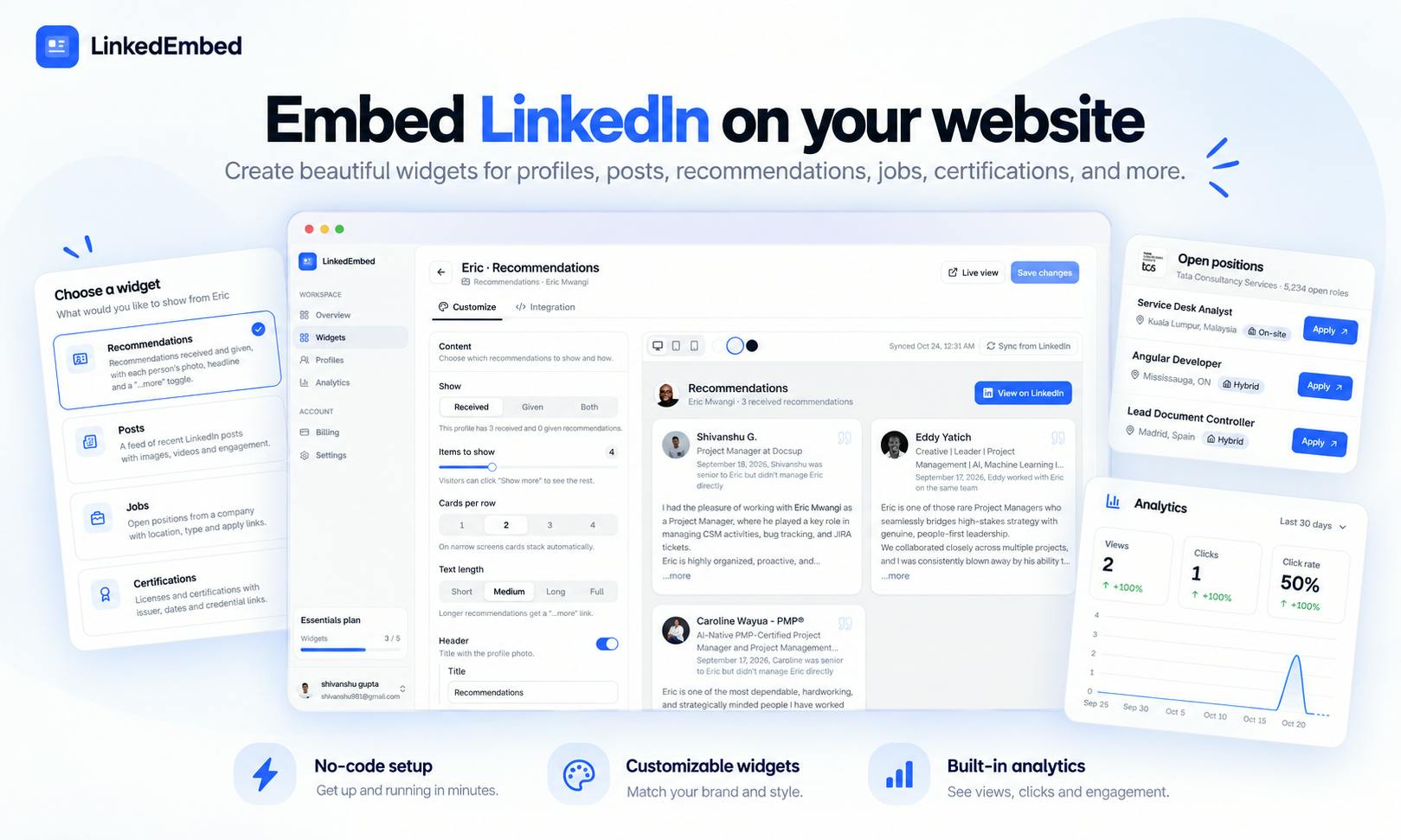 LinkedEmbed:无需代码,将LinkedIn内容变成网站社交证明