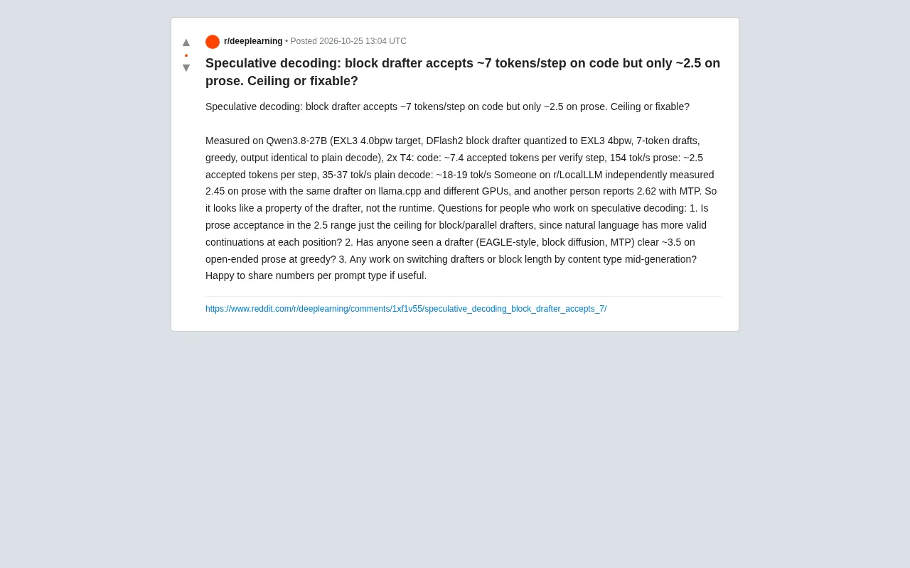 投机解码的“偏科”现象:代码接受率7个/步,通用文本仅2.5个,是上限还是可优化?