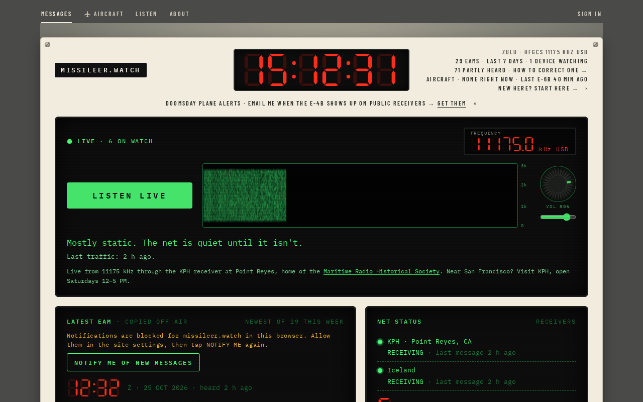 Listening on 11175 kHz: US Nuclear Forces' Emergency Action Messages Are Publicly Audible