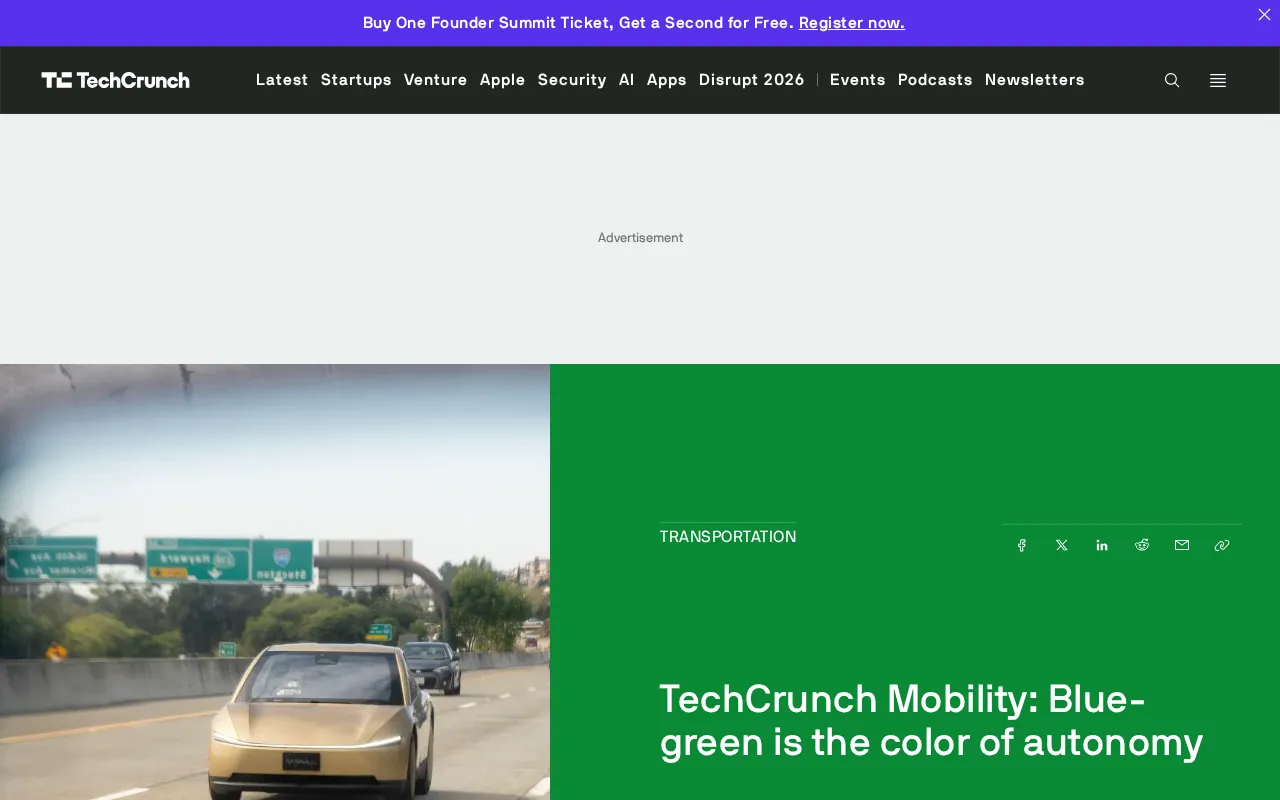 TechCrunch Mobility:蓝绿色才是自动驾驶的底色