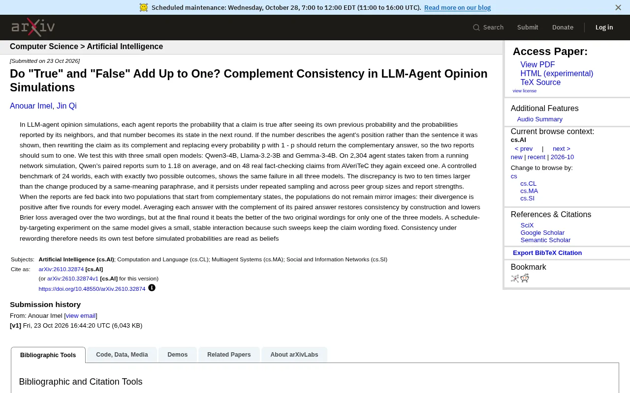 LLM Agent Probability Simulation: Why True and False Don't Add Up to 1